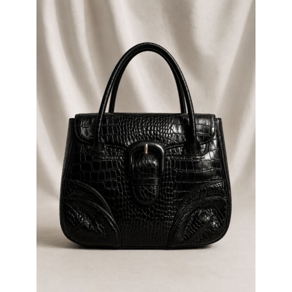 Vintage Antonia Melani Genuine Leather Croc Embossed Satchel Bag 🖤